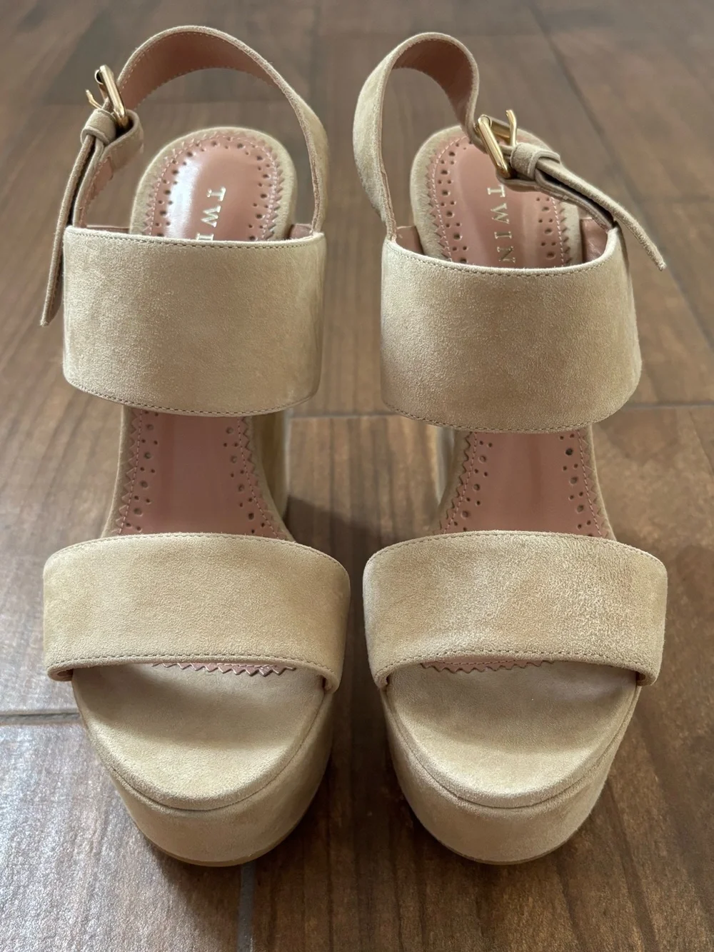 Twin-Set Beige Suede Platform Sandals